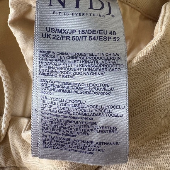 NYDJ Relaxed Trouser Fray Hem Size 18 Tan Lift Tuck Technology NWT Nautical - Picture 13 of 16